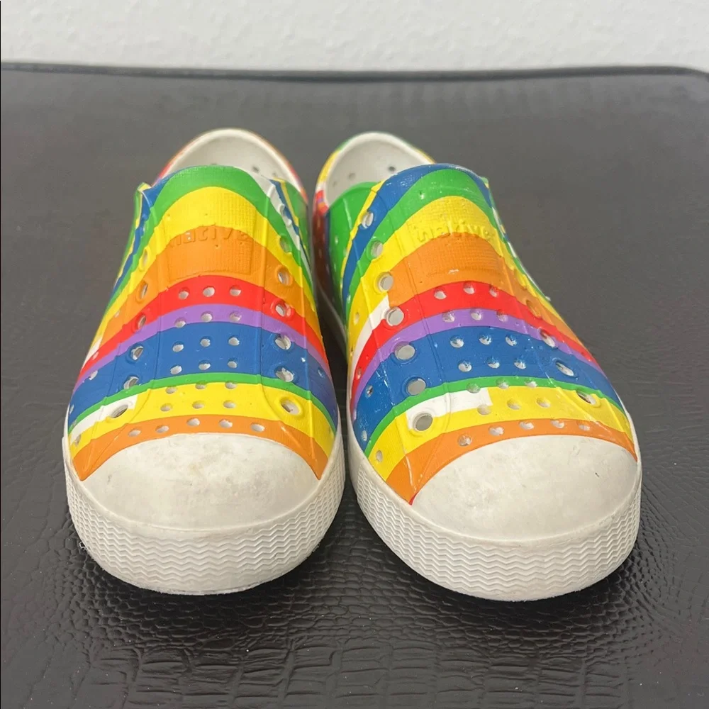 NATIVE Rainbow Striped Rubber Slip On Shoes - Picture 4 of 4
